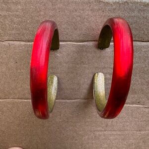 Alexis Bittar red lucite hoops